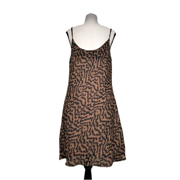 Animal Print Mini Slip Dress Lined Cowl V-neck Women Size Large Lined Y2K‎ - Picture 2 of 10